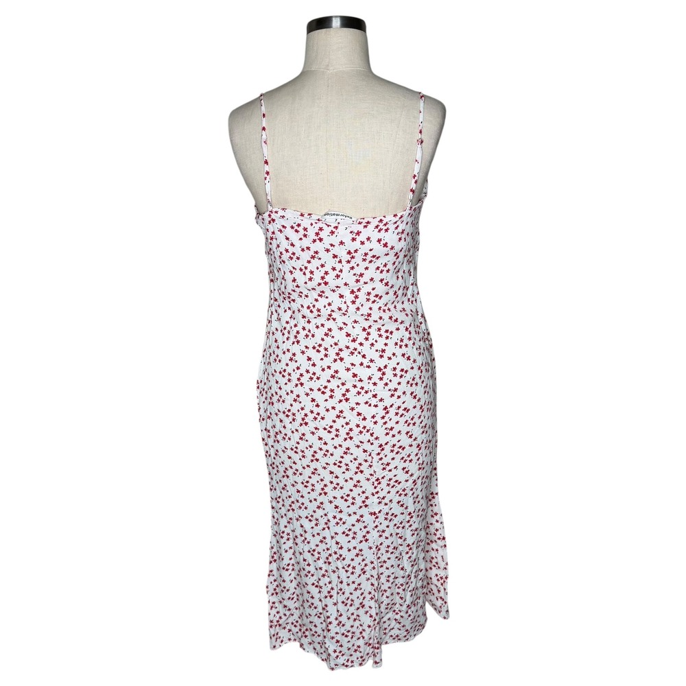 REFORMATION Boston Midi Dress White Red Floral Slip Women's Size 10 FLAWED - Picture 3 of 9